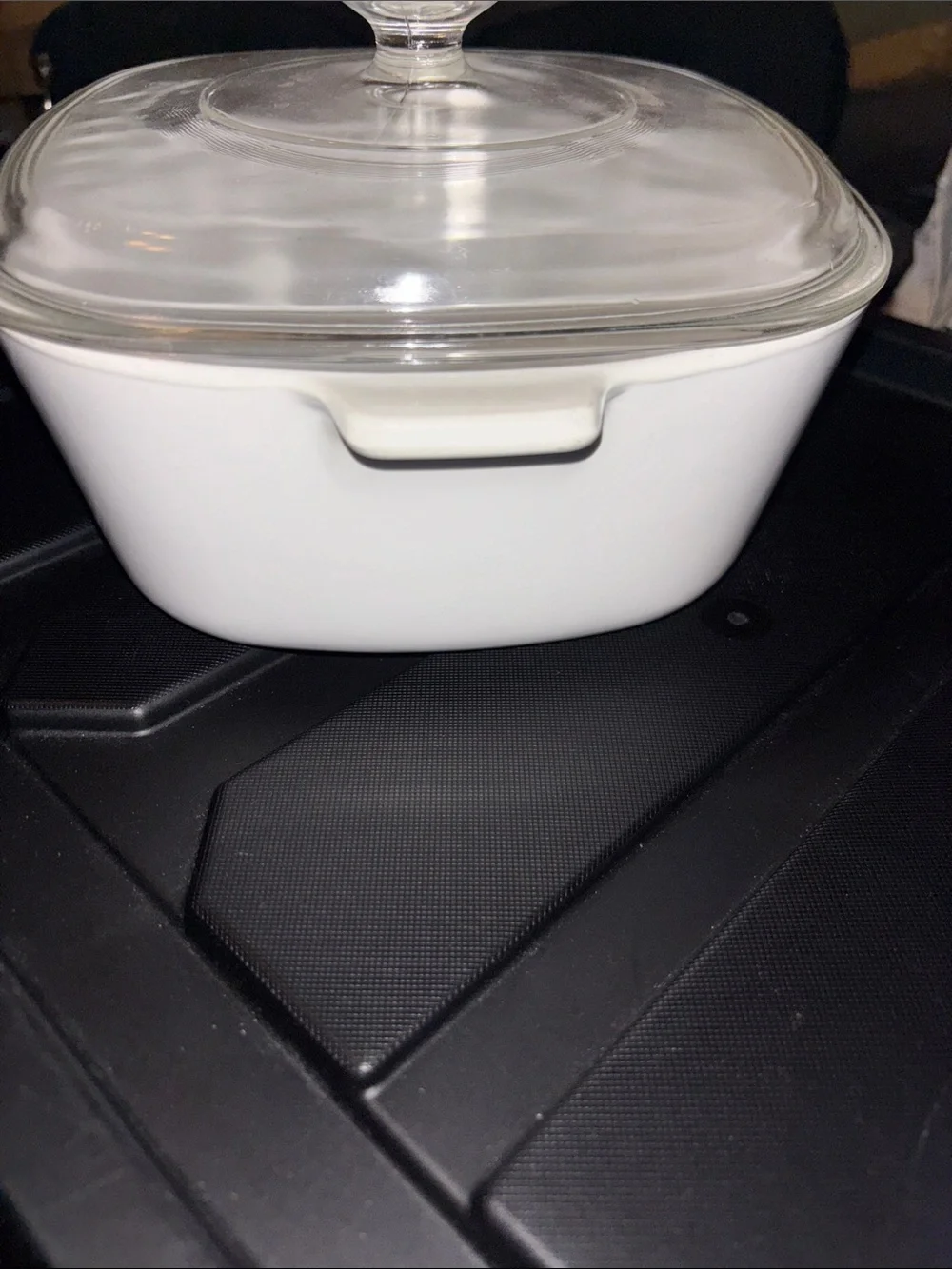 Corningware White Casserole Blue Floral Pattern Glass Lid Vintage 2.5 qt